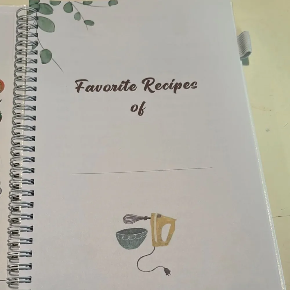 White Recipe Book with Gold Accents